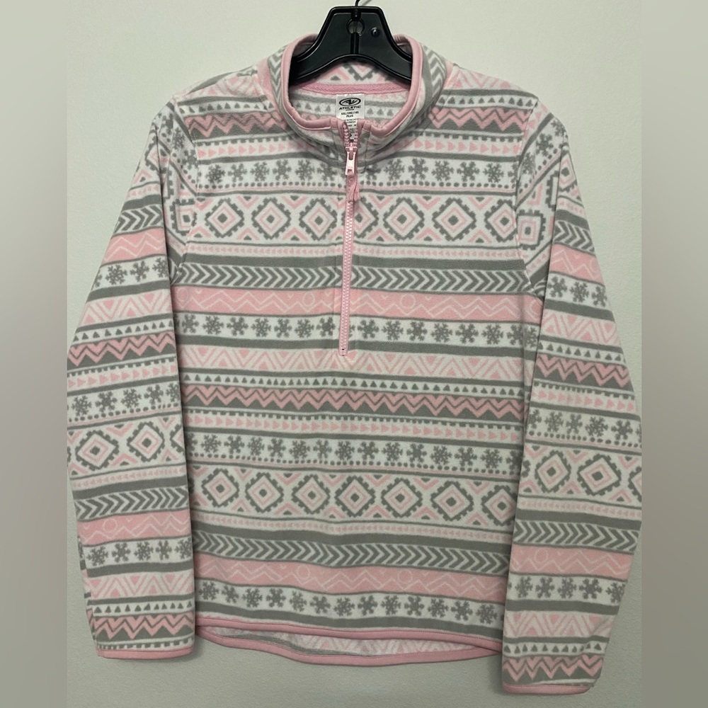 Athletic Works Girls Half Zip Fleece Sweater Pink XXL 18
